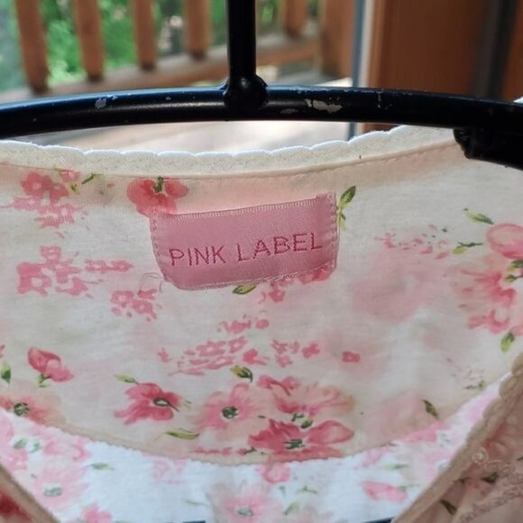 Pink Label Vintage White Floral Graphic with Lace SS Midi Sz. M Nightgown - Picture 3 of 7